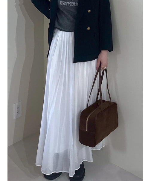 【WEB限定00サイズ】ウエストゴムタックプレスフレアスカート