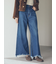 裾フリンジクロップドフレアデニムパンツ