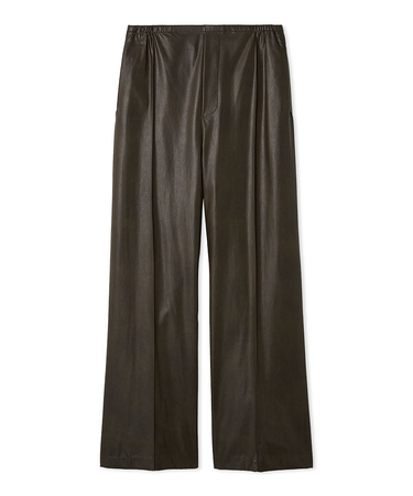 フェイクレザーセンタープレスワイドイージーパンツ