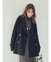 woolコクーンシルエットピーコート