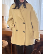 woolコクーンシルエットピーコート