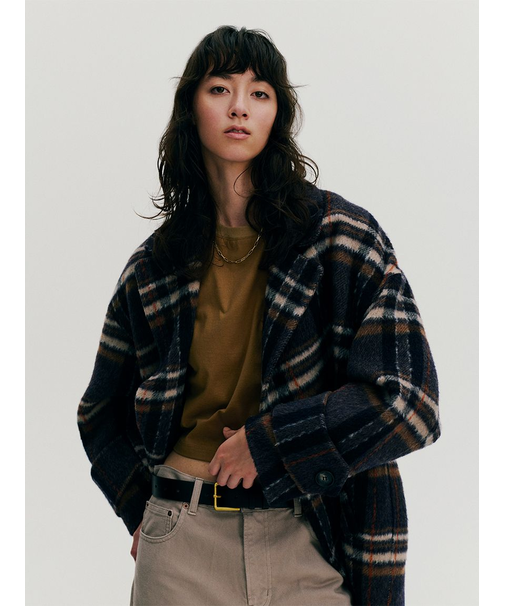 woolコクーンシルエットピーコート