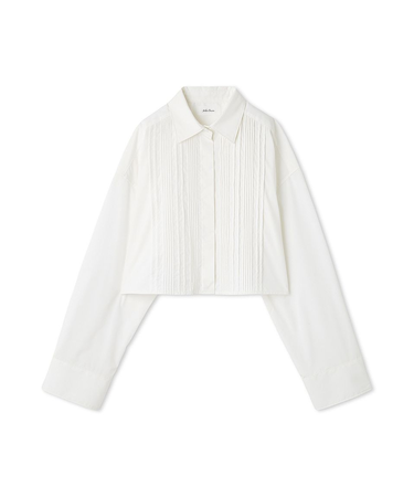 ピンタックデザインクロップドドレスシャツ