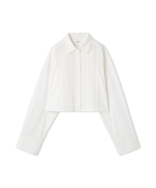 ピンタックデザインクロップドドレスシャツ