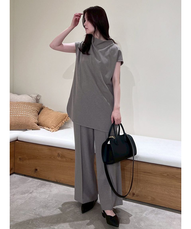 【セットアイテム】ドレープブラウスセミフレアゴムパンツSET UP