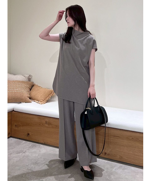 【セットアイテム】ドレープブラウスセミフレアゴムパンツSET UP