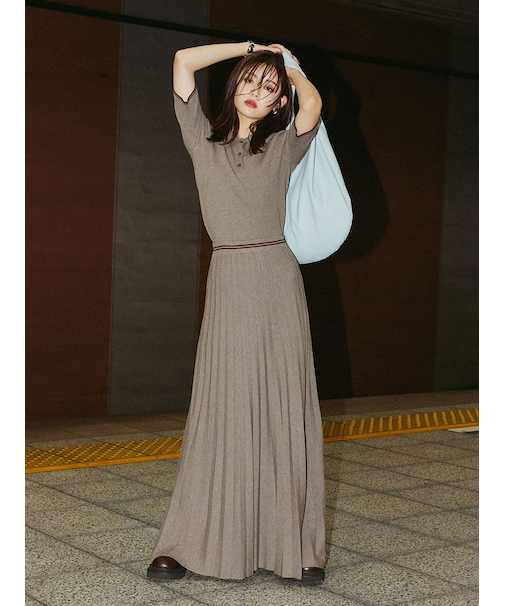 【セットアップ対応】ニットプリーツスカート