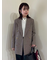 チェック金釦ダブルブレストロングブレザー