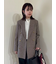 チェック金釦ダブルブレストロングブレザー