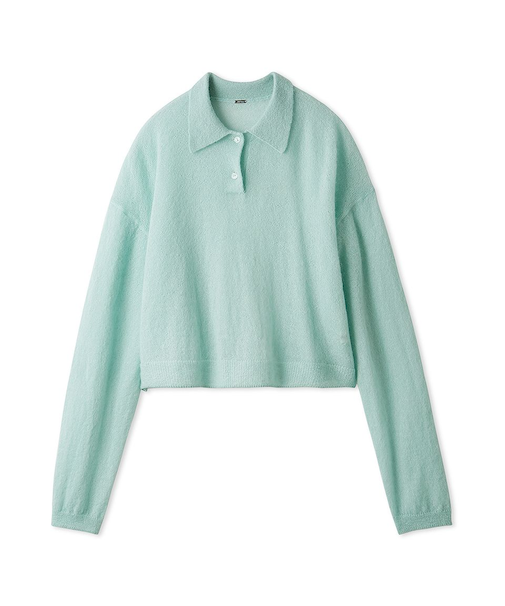 モヘア混シアーポロニットプルオーバー