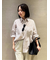 タブスリーブ釦ダウン柄シャツ