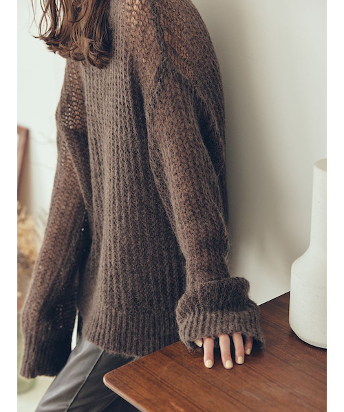 新品タグ付　タンクSETローゲージモヘアルーズプルオーバー　茶色 タンクSETローゲージモヘアルーズプルオーバー（ニット）｜Mila