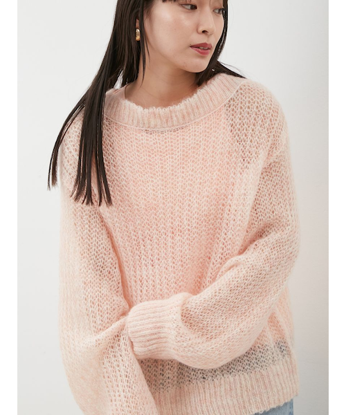 新品タグ付　タンクSETローゲージモヘアルーズプルオーバー　茶色 タンクSETローゲージモヘアルーズプルオーバー｜ミラオーウェン