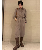 ウエストゴムシャツオールインワン