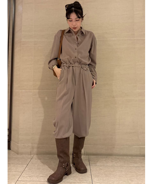 ウエストゴムシャツオールインワン