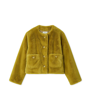 金釦クロップドファージャケット