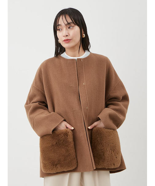 【WEB限定カラー】2wayファーポケットリバーコート