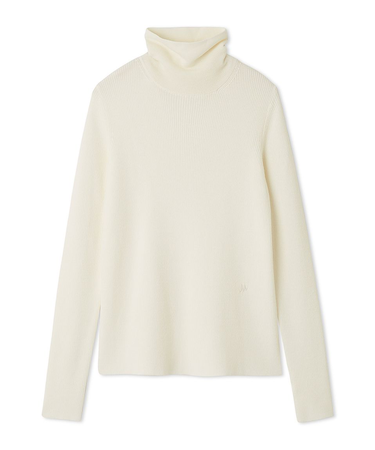 タートルネックリブニットプルオーバー