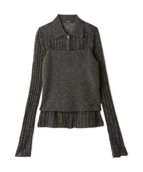 セットアイテム】ポロ襟ワイドリブベアSETモヘアニット｜ミラ