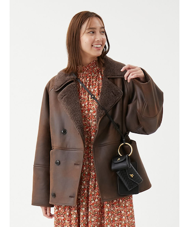 フェイクレザームートンジャケット