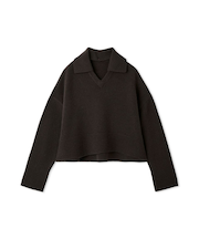 ウールカシミヤ衿付きVネックニット