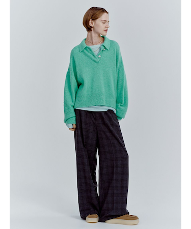 チェックパターン2タックワイドパンツ