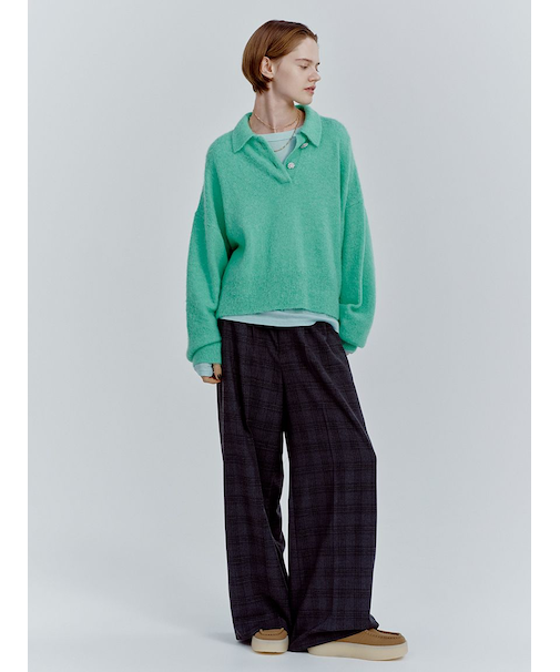 チェックパターン2タックワイドパンツ