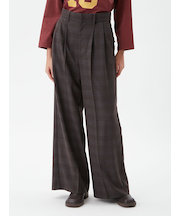 チェックパターン2タックワイドパンツ