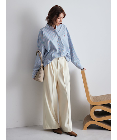 コーデュロイライク2タックワイドパンツ