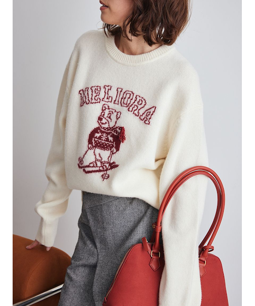 MILAOクルーネックジャガードニット