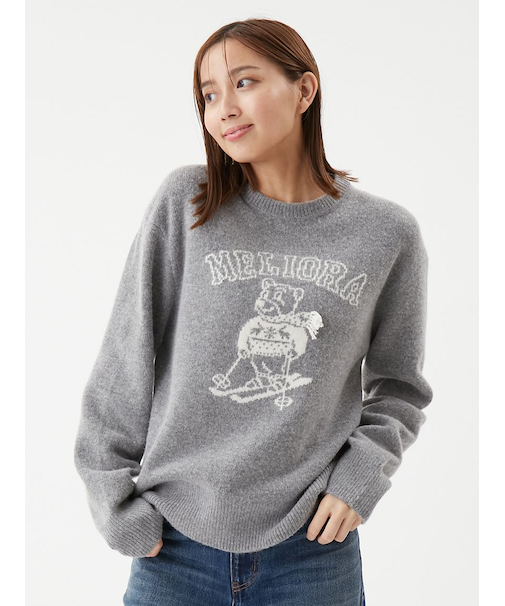 MILAOクルーネックジャガードニット