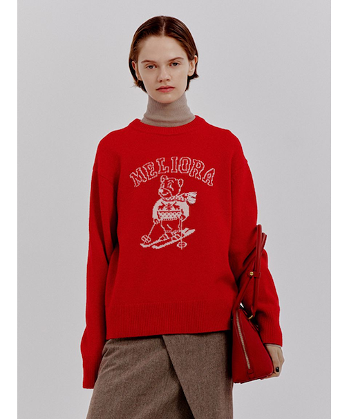 MILAOクルーネックジャガードニット