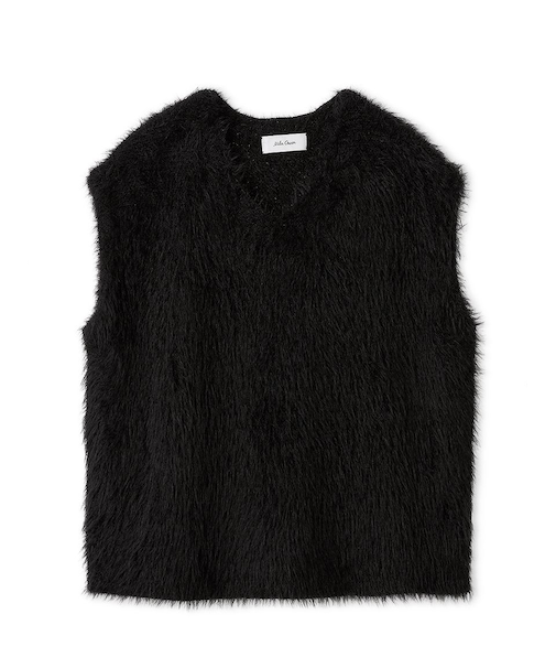 Vネックシャギーニットベスト