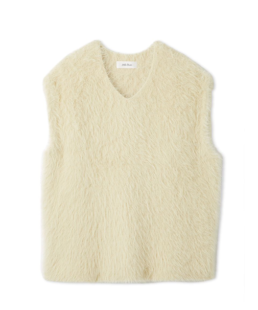 クルーネックシャギーニットカーディガン