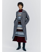 タートルネックリブニットフレアワンピース