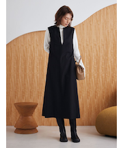 【セットアイテム】リブニットセットレイヤードワンピース