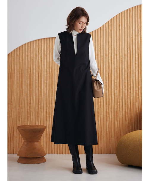 【セットアイテム】リブニットセットレイヤードワンピース