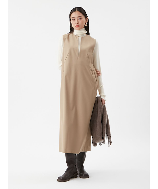 【セットアイテム】リブニットセットレイヤードワンピース