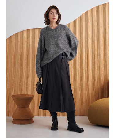 バックル付きOneWAYプリーツスカート