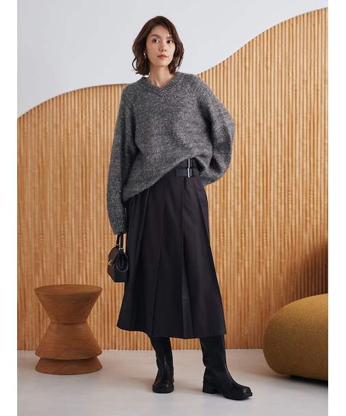 バックル付きOneWAYプリーツスカート