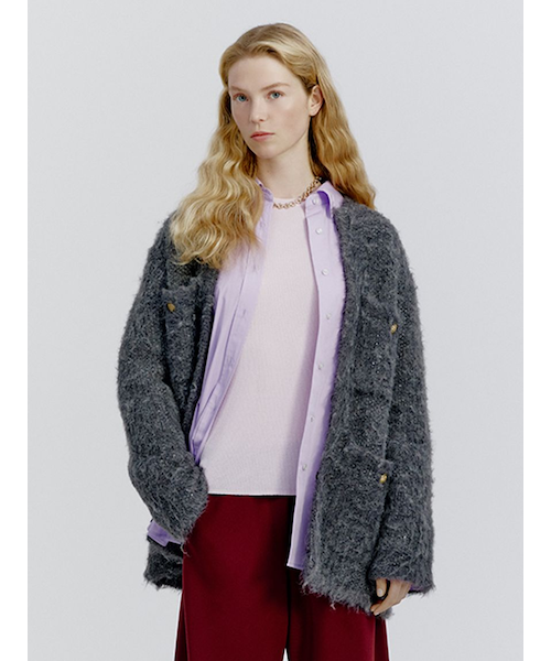 金釦ラメシャギーツイードニットジャケット｜ミラオーウェンの通販