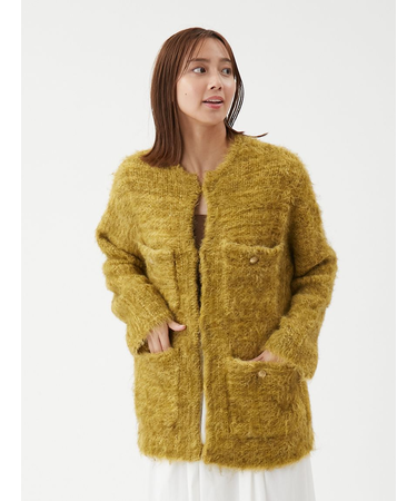 金釦ラメシャギーツイードニットジャケット