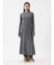 タイ付きアルパカ混シアーニットフレアワンピース