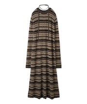 タイ付きアルパカ混シアーニットフレアワンピース