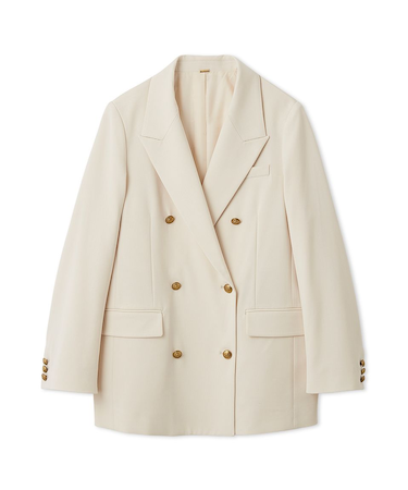 金釦ダブルブレストロングブレザー