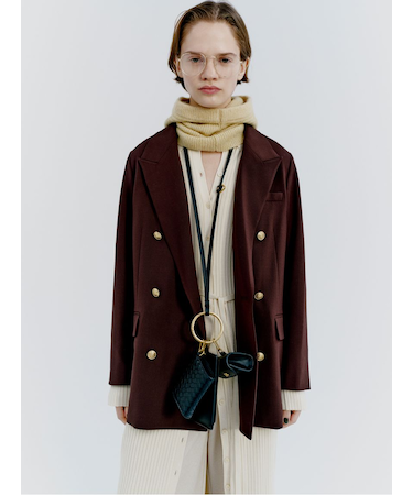 金釦ダブルブレストロングブレザー