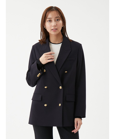 金釦ダブルブレストロングブレザー