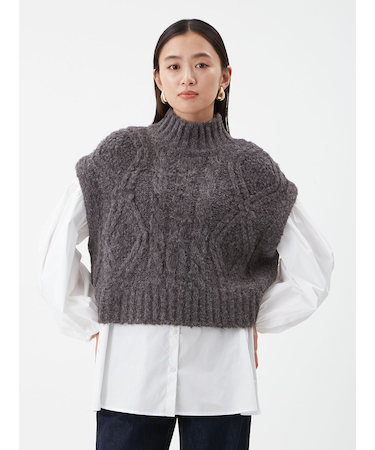 【セットアイテム】ケーブルベストシャツレイヤードSET