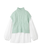 【セットアイテム】ケーブルベストシャツレイヤードSET