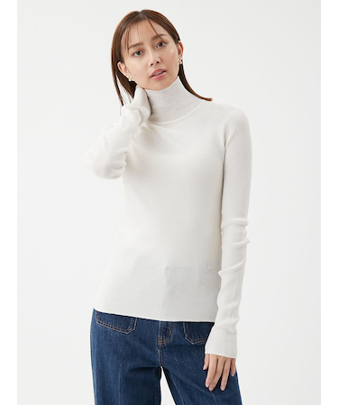 シアーラメタートルネックリブニット